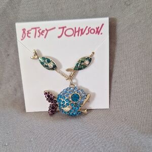 Betsey Johnson Turquoise and Violet Fish Necklace And Earrings